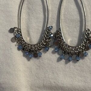Elegant Silver and Blue Hoop Earrings